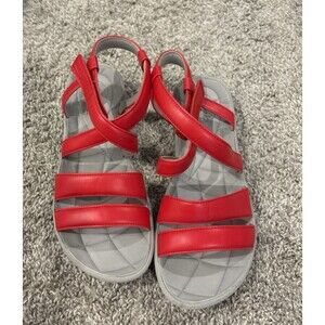 Clarks Cloudsteppers Womens Red Strappy Comfort Sandals Size 7